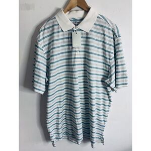 NWT Ashworth Golf Polo Men's Size XL Blue White Striped Embroidered Shangri-La